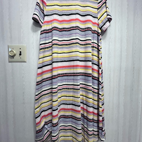 Lularoe Size Large Carly Swing Dress Summer Spring Striped Multicolored - Picture 4 of 5